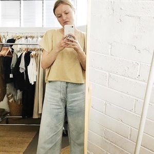 Jesse Kamm Sailor Pants in bleached denim in size 10